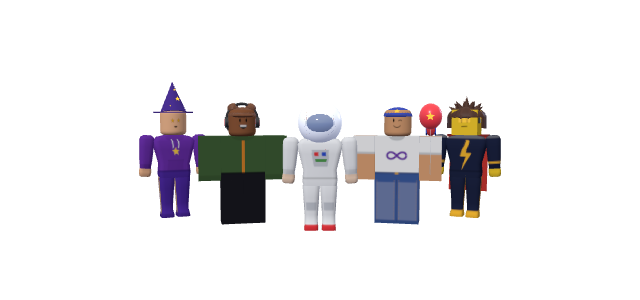 Five Nebula avatars: a wizard, a rocker with headphones, an astronaut, a kid in a Nebula cap with a parrot, and a caped hero